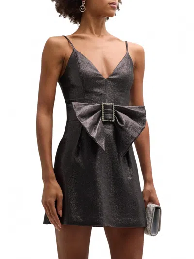 Ramy Brook Ana Metallic Mini Dress In Black In Gray