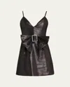 Ramy Brook Ana Shimmer Bow Belt Minidress In Zink Metallic Suiting