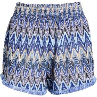 Ramy Brook Analisa Chevron Drawstring Cover-up Shorts In Multi