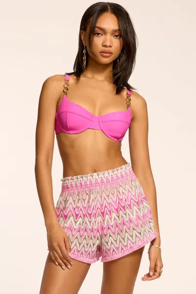 Ramy Brook Analisa Chevron Drawstring Cover-up Shorts In Pink