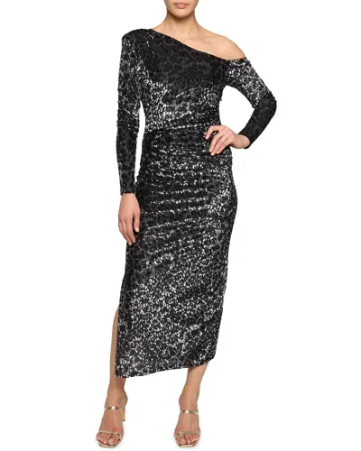 Ramy Brook Anastasia Velvet Off-the-shoulder Midi Dress In Black