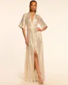Ramy Brook Andi Metallic Silk Short Sleeve Gown