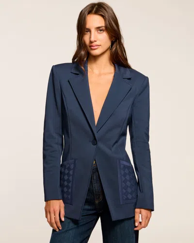 Ramy Brook Andrenetta Cotton Blazer In Navy