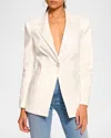 Ramy Brook Andrenetta Woven Patch Pocket Cotton Blend Jacket In Ivory
