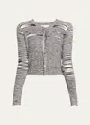 Ramy Brook Angeline Space Dye Cardigan In Black In Deep Lilac Knit