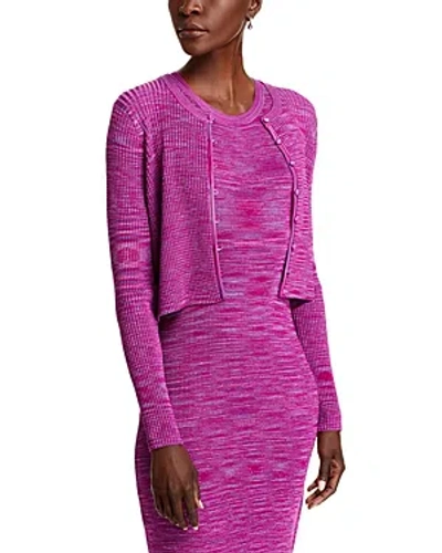 Ramy Brook Angeline Ribbed Cropped Cardigan Sweater In Deep Lilac