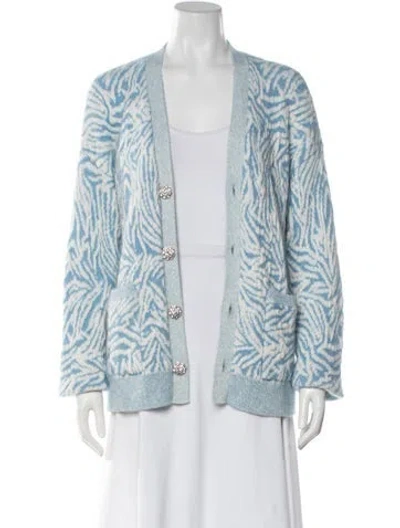 Pre-owned Ramy Brook Animal Print Crew Neck Sweater In Blue