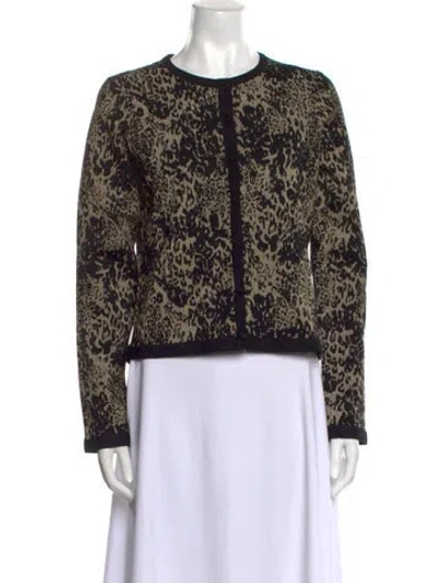 Pre-owned Ramy Brook Animal Print Crew Neck Sweater In Neutral