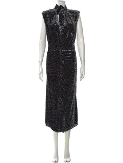 Pre-owned Ramy Brook Animal Print Long Dress In Black