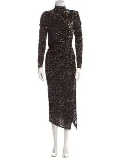 Pre-owned Ramy Brook Animal Print Long Dress W/ Tags In Black