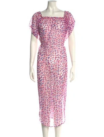 Pre-owned Ramy Brook Animal Print Midi Length Dress In Pink