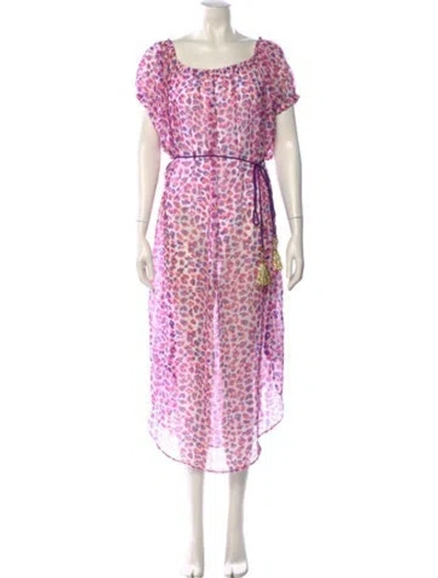 Pre-owned Ramy Brook Animal Print Midi Length Dress In Purple