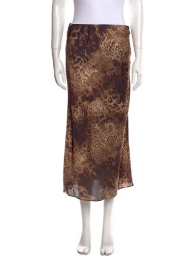 Pre-owned Ramy Brook Animal Print Midi Length Skirt In Brown