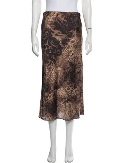 Pre-owned Ramy Brook Animal Print Midi Length Skirt In Brown