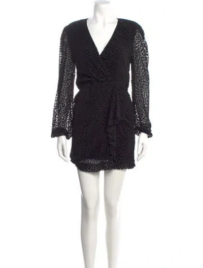 Pre-owned Ramy Brook Animal Print Mini Dress In Black