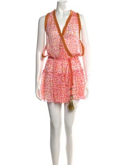 Pre-owned Ramy Brook Animal Print Mini Dress In Orange