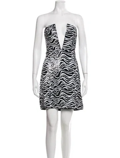 Pre-owned Ramy Brook Animal Print Mini Dress In White
