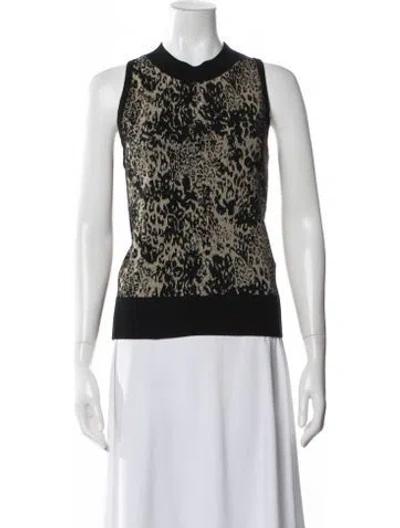 Pre-owned Ramy Brook Animal Print Mock Neck Top In Blue