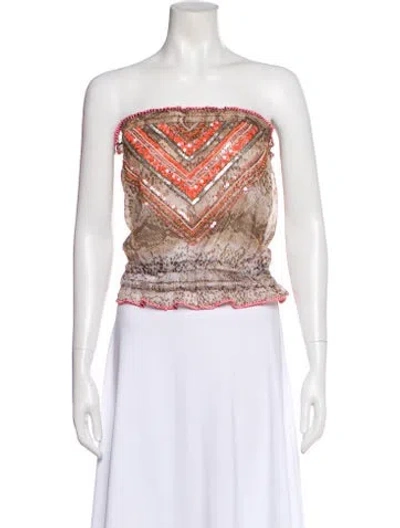 Pre-owned Ramy Brook Animal Print Strapless Top In Multi