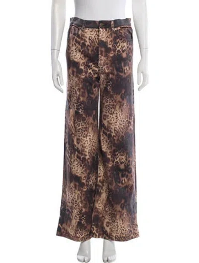 Pre-owned Ramy Brook Animal Print Wide Leg Pants In Multi