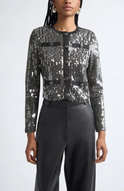Ramy Brook Anna Paillette Jacket In Gray