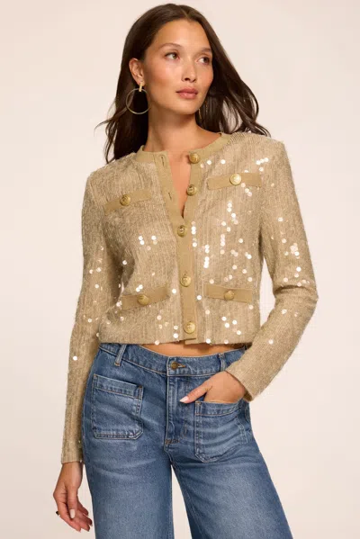 Ramy Brook Anna Paillette Knit Jacket In Brown