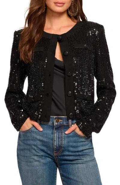 Ramy Brook Anna Beaded Sequin Jacket In Navy Beaded In Black