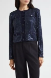 Ramy Brook Anna Sequin Jacket In Blue