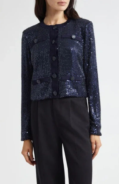Ramy Brook Anna Sequin Jacket In Blue