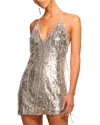 Ramy Brook Annabelle Sequin Fringe Halter Minidress In Silver