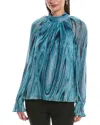 Ramy Brook Anneli Metallic Thread Mock Neck Long Sleeve Top In Multi