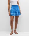 Ramy Brook Annetta Embroidered Mini Skirt In Serene Blue/white Combo