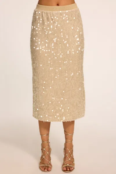 Ramy Brook Annita Paillette Midi Skirt In Nude