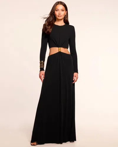 Ramy Brook Anny Long Sleeve Cutout Gown In Black