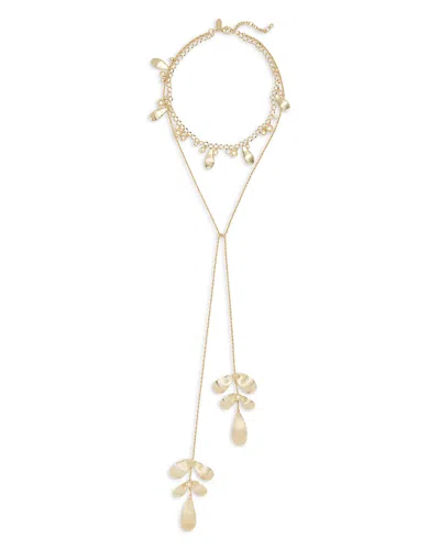 Ramy Brook Anya Crystal & Imitation Pearl Flower Layered Lariat Necklace, 18.5 In Neutral