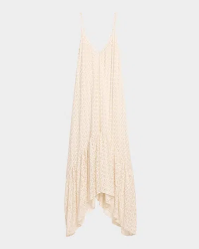Ramy Brook Anya Metallic Zig-zag Maxi Dress In White/gold Zig Zag