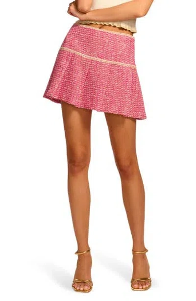 Ramy Brook Anya Pleated Metallic Tweed Miniskirt In Pink
