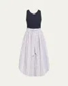 Ramy Brook Aralyn Combo Midi Tank Dress In Navy Patchwork