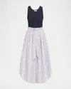 Ramy Brook Aralyn Combo Midi Tank Dress In Navy Patchwork