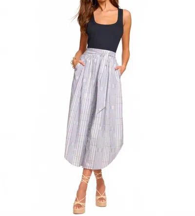 RAMY BROOK ARALYN POPLIN COMBO SLEEVELESS MIDI DRESS IN NAVY PATCHWORK