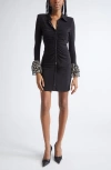 Ramy Brook Arden Long Sleeve Ruched Mini Shirtdress In Black