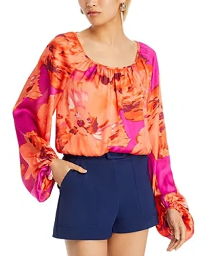 Ramy Brook Women's Aria Floral Print Blouson Top In Wild Rose Watercolor Bloom