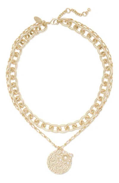 Ramy Brook Ariana Medallion Layered Necklace In Gold