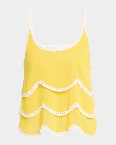 Ramy Brook Ariel Embroidered Sleeveless Top In Lemon Wave