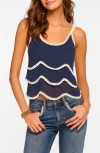 Ramy Brook Ariel Embroidered Sleeveless Top In Spring Navy Wave