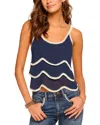 Ramy Brook Ariel Embroidered Sleeveless Top In Spring Navy