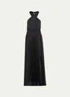 Ramy Brook Arina Pleated Halter Dress In Black