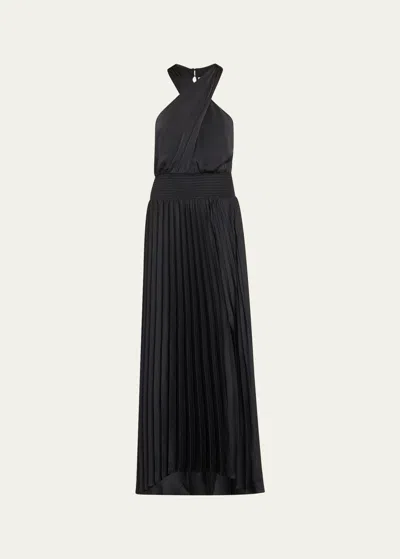 RAMY BROOK ARINA PLEATED HALTER MIDI DRESS