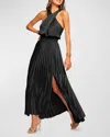 Ramy Brook Arina Pleated Halter Midi Dress In Black