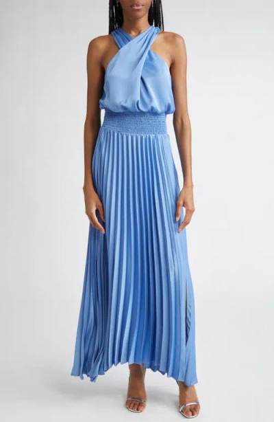 Ramy Brook Arina Pleated Maxi Dress In Blue